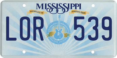 MS license plate LOR539