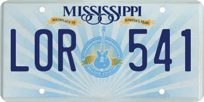 MS license plate LOR541