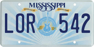 MS license plate LOR542