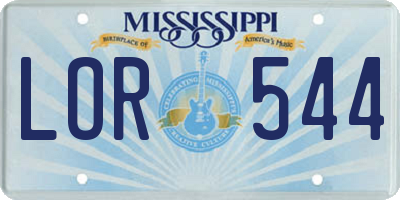 MS license plate LOR544
