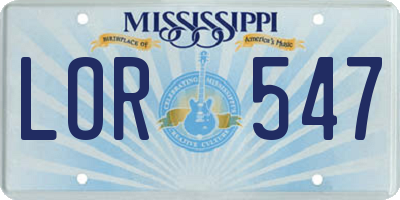 MS license plate LOR547