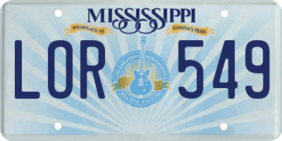 MS license plate LOR549