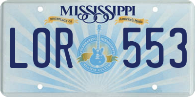 MS license plate LOR553