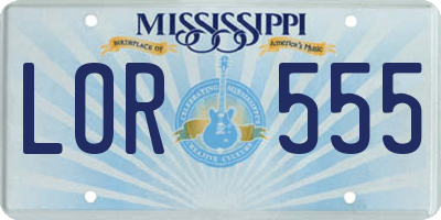 MS license plate LOR555