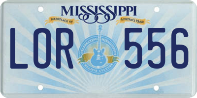 MS license plate LOR556
