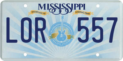MS license plate LOR557