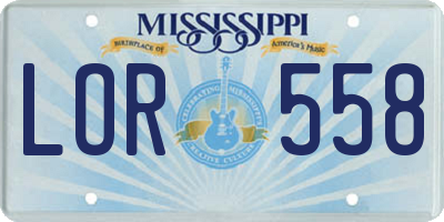 MS license plate LOR558