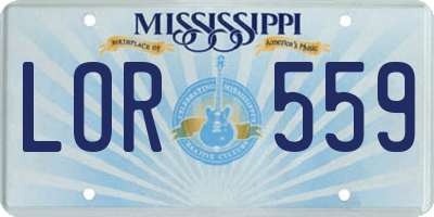 MS license plate LOR559
