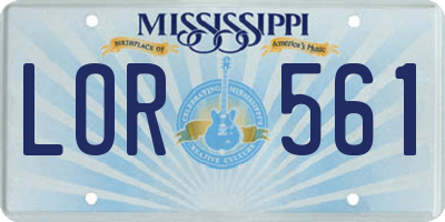MS license plate LOR561