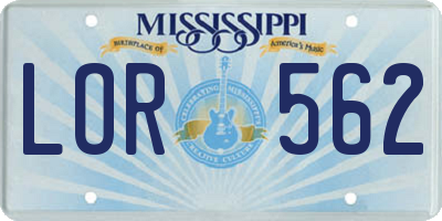MS license plate LOR562