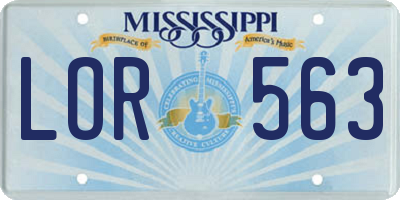 MS license plate LOR563