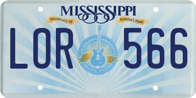 MS license plate LOR566