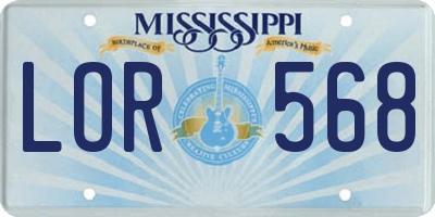 MS license plate LOR568