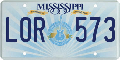 MS license plate LOR573
