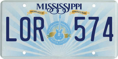 MS license plate LOR574