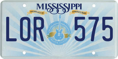 MS license plate LOR575