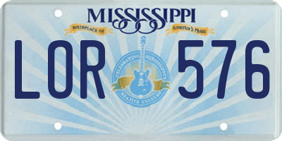 MS license plate LOR576