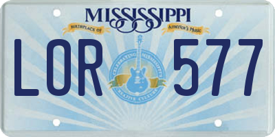 MS license plate LOR577