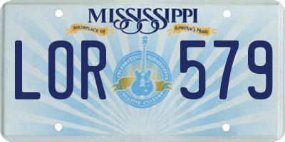 MS license plate LOR579