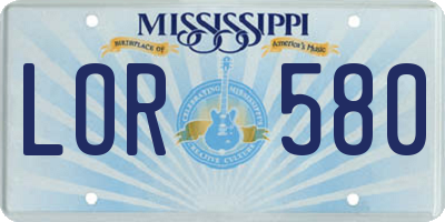 MS license plate LOR580