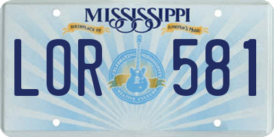 MS license plate LOR581