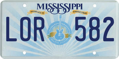 MS license plate LOR582