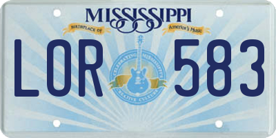 MS license plate LOR583