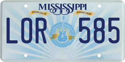 MS license plate LOR585