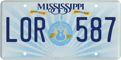 MS license plate LOR587