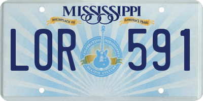 MS license plate LOR591