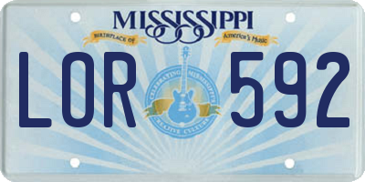 MS license plate LOR592