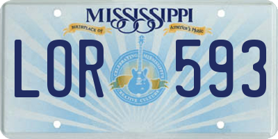 MS license plate LOR593