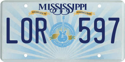 MS license plate LOR597