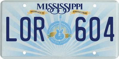 MS license plate LOR604