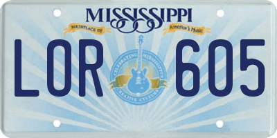MS license plate LOR605
