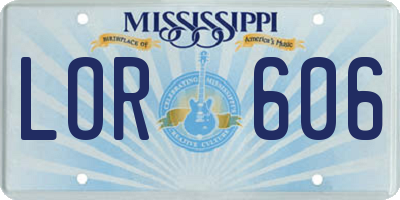 MS license plate LOR606