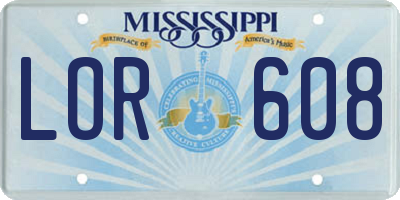 MS license plate LOR608