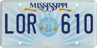 MS license plate LOR610