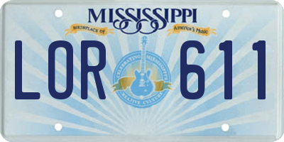 MS license plate LOR611