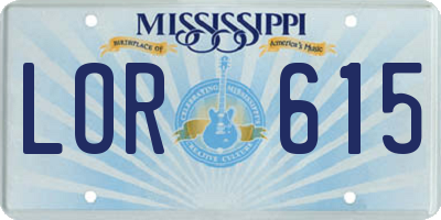 MS license plate LOR615