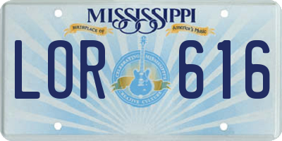 MS license plate LOR616