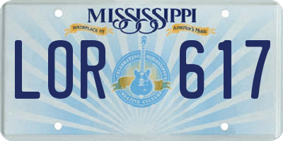 MS license plate LOR617