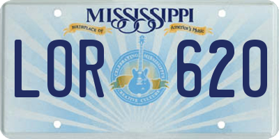 MS license plate LOR620