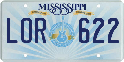 MS license plate LOR622