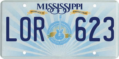 MS license plate LOR623
