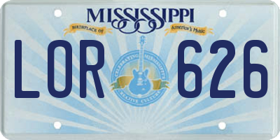 MS license plate LOR626