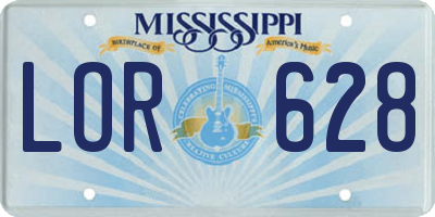 MS license plate LOR628