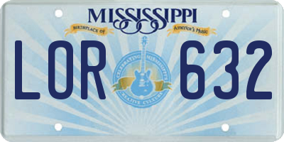 MS license plate LOR632