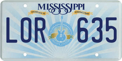 MS license plate LOR635