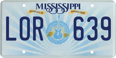 MS license plate LOR639